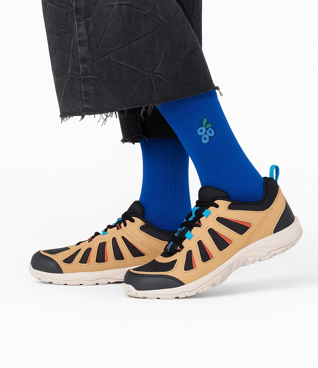 Chaussettes fun Blueberry Charm – Myrtilles bleues rayées fruitées et originales