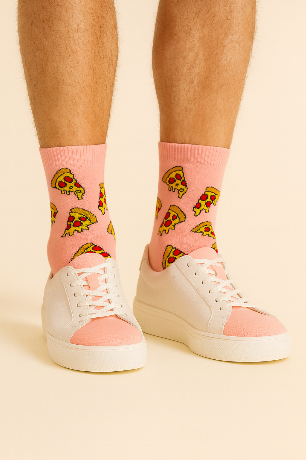 Chaussettes fun Cheesy Dreams – Parts de Pizza fromage sur chaussettes roses et originales