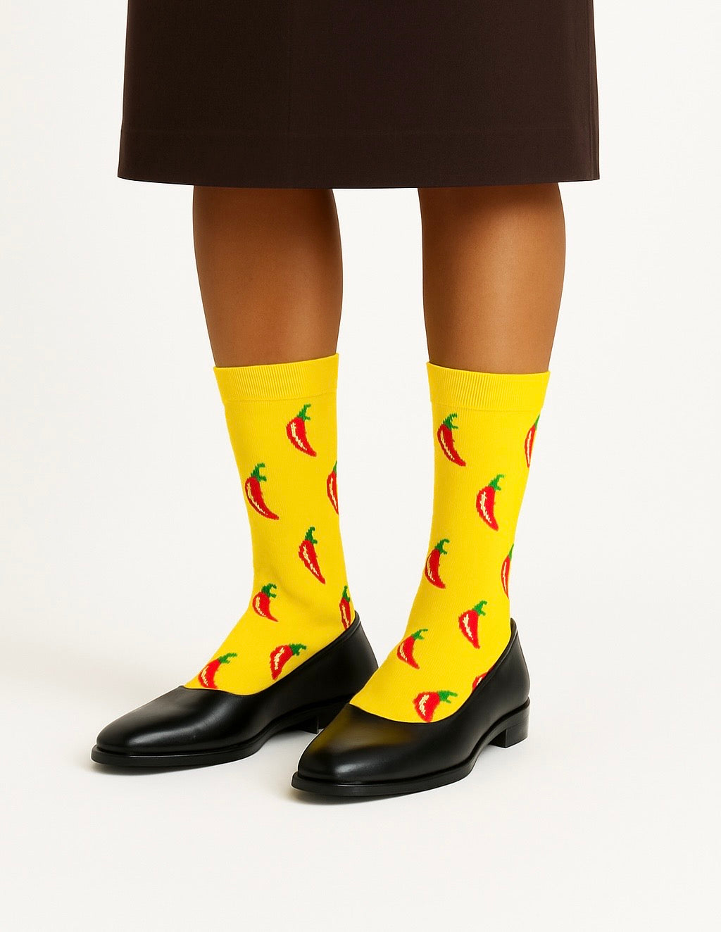 Chaussettes fun Chili Spark – Motifs Piments rouges et jaunes