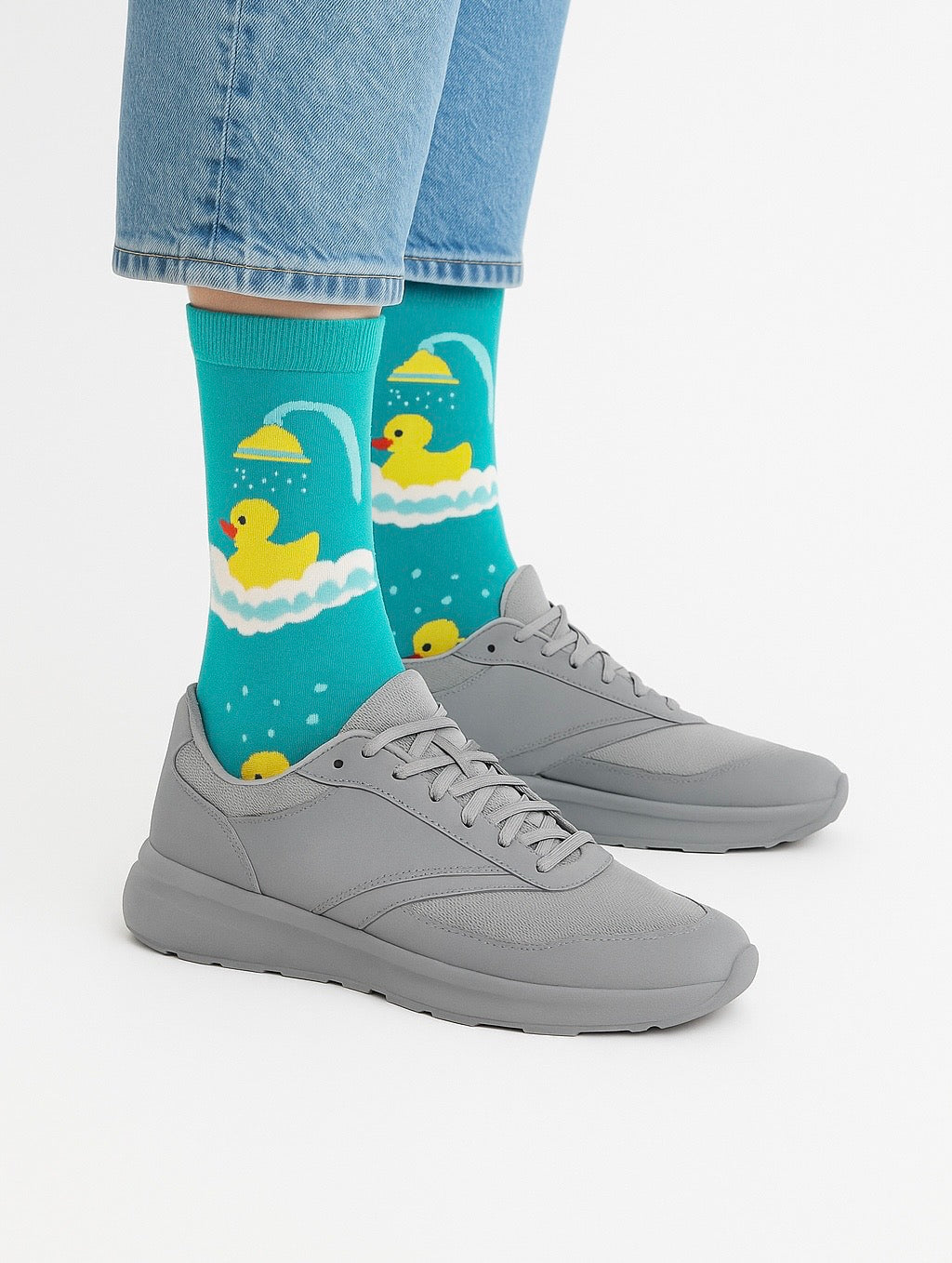 Chaussettes fun Rubber Duck Flow – Canards jaunes et turquoise et originales