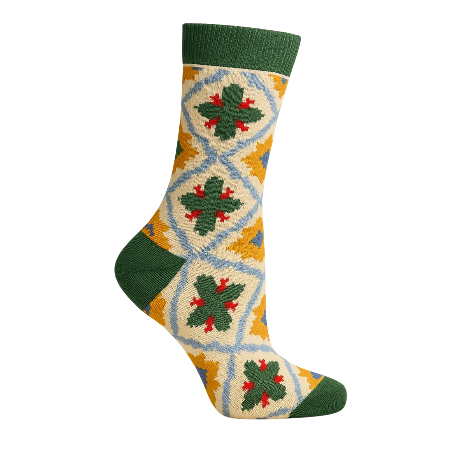 Chaussettes fun Atlas Spirit – Motifs berbères géométriques crème et colorées, originales