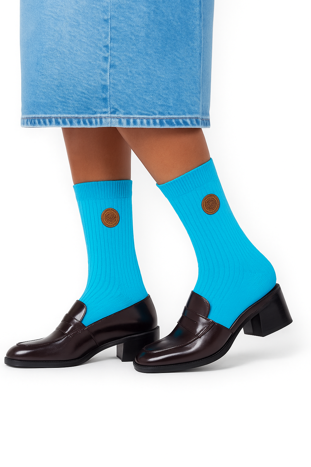 Chaussettes fun Azure Biscuit Charm – Un Biscuits sur chaussettes bleus gourmandes et originales