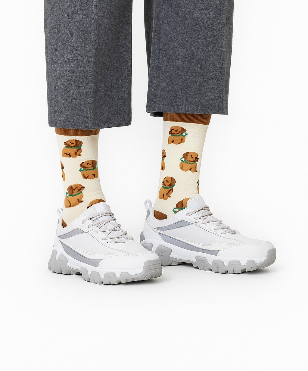 Chaussettes fun Beaver Buddy – Castors couleur crème et marron et originales