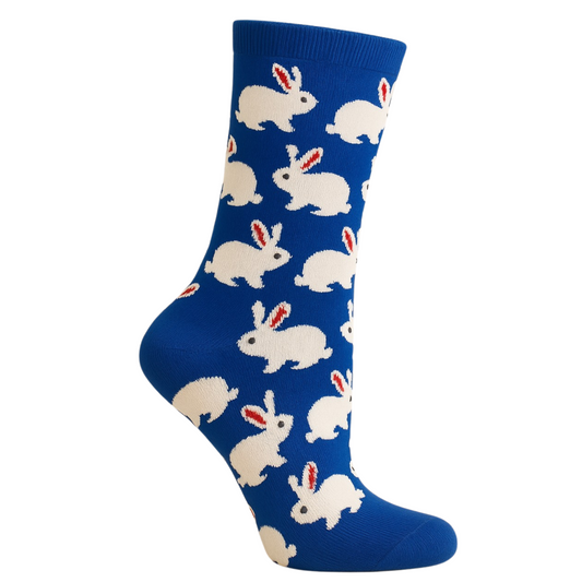 Blue Bunny Parade – Chaussettes lapins blancs bleues originales