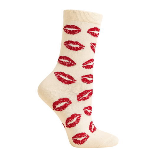 Red Velvet Kiss – Chaussettes baisers rouges crème élégantes