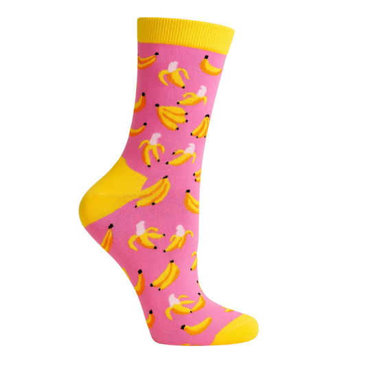 Banana Pink – Chaussettes fun bananes roses et jaunes