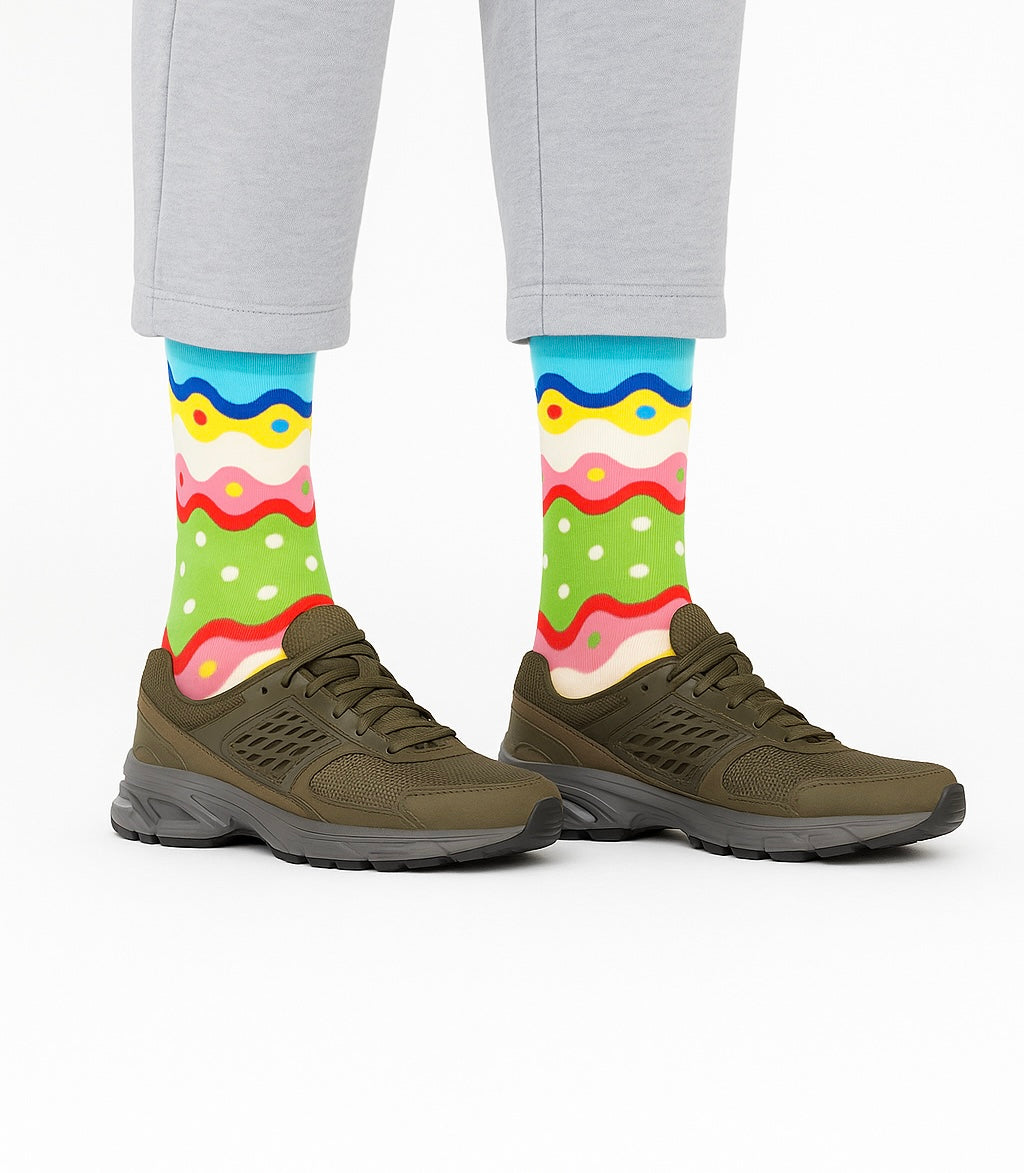 Chaussettes fun Candy Wave – Motifs Vagues multicolores, pop et originales