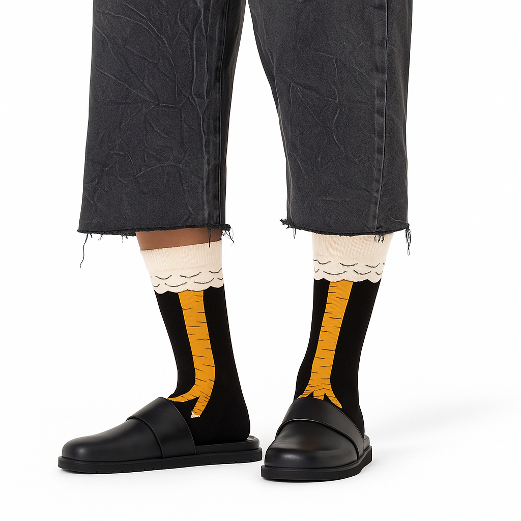 Chaussettes Fun Clucking Chic – Poule noires et originales