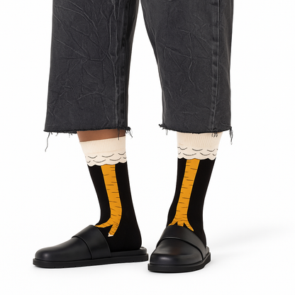 Chaussettes Fun Clucking Chic – Poule noires et originales