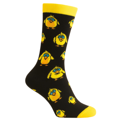 Chaussettes fun Cool Chicks – Poussins jaunes, noirs et originales
