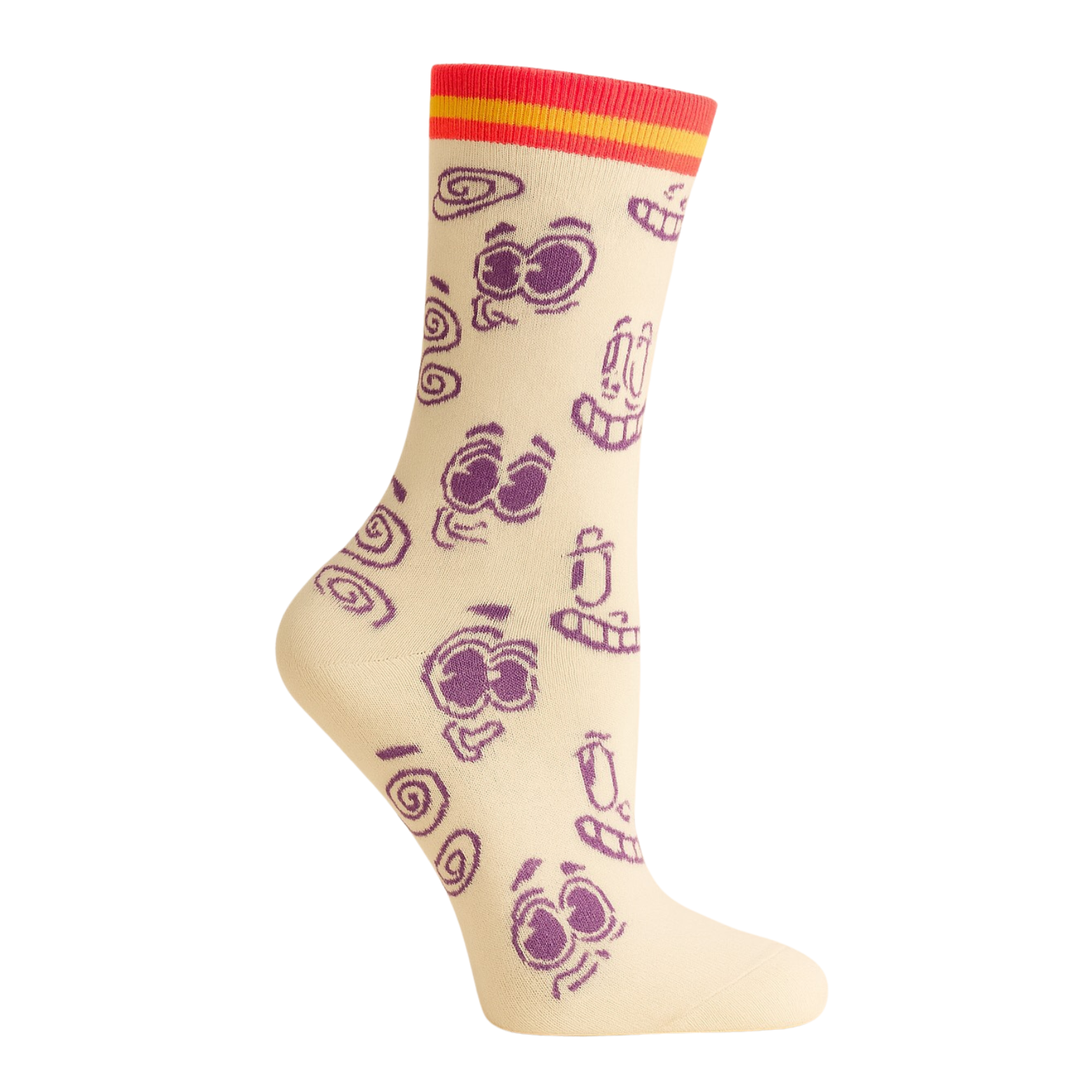 Chaussettes fun Cosmic Grin – Visages psychédéliques violets et originales