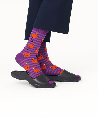 Chaussettes fun Flamingo Shine – Motis Flamants roses et violettes, élégantes et originales