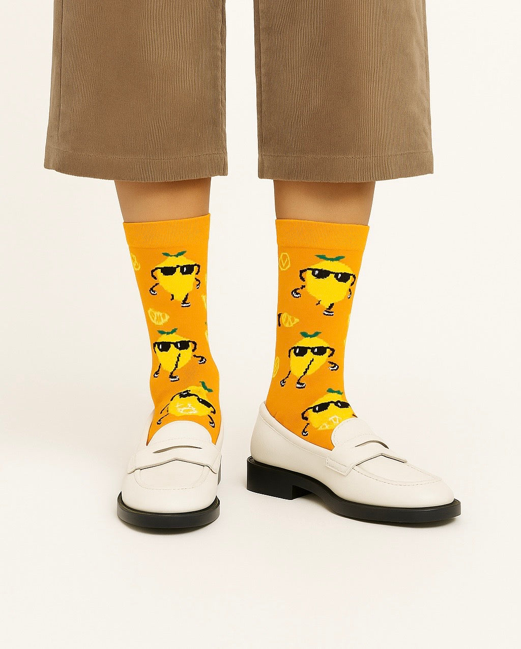 Chaussettes fun Lemon Vibes – Motifs Citrons jaunes, fruitées et originales