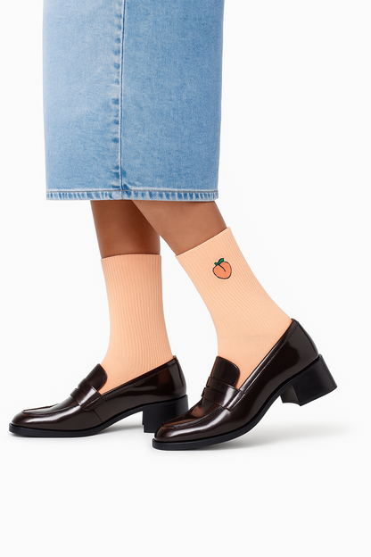 Chaussettes  fun Peachy Elegance – Une Pêche fruitées et colorées