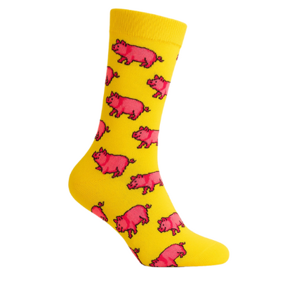 Chaussettes fun Pink Piggy Pop – Cochons roses, pixel pop-art et originales