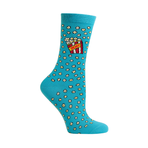 Chaussettes fun Popcorn Nights – Cinéma, popcorn bleues et originales