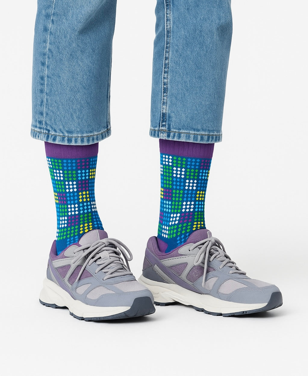 Chaussettes fun Royal Symphony – Élégantes, Motifs multicolores bleu, vert et violet, originales