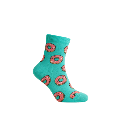 Chaussettes fun Sugar Rush – Donuts turquoise, gourmandes et originales