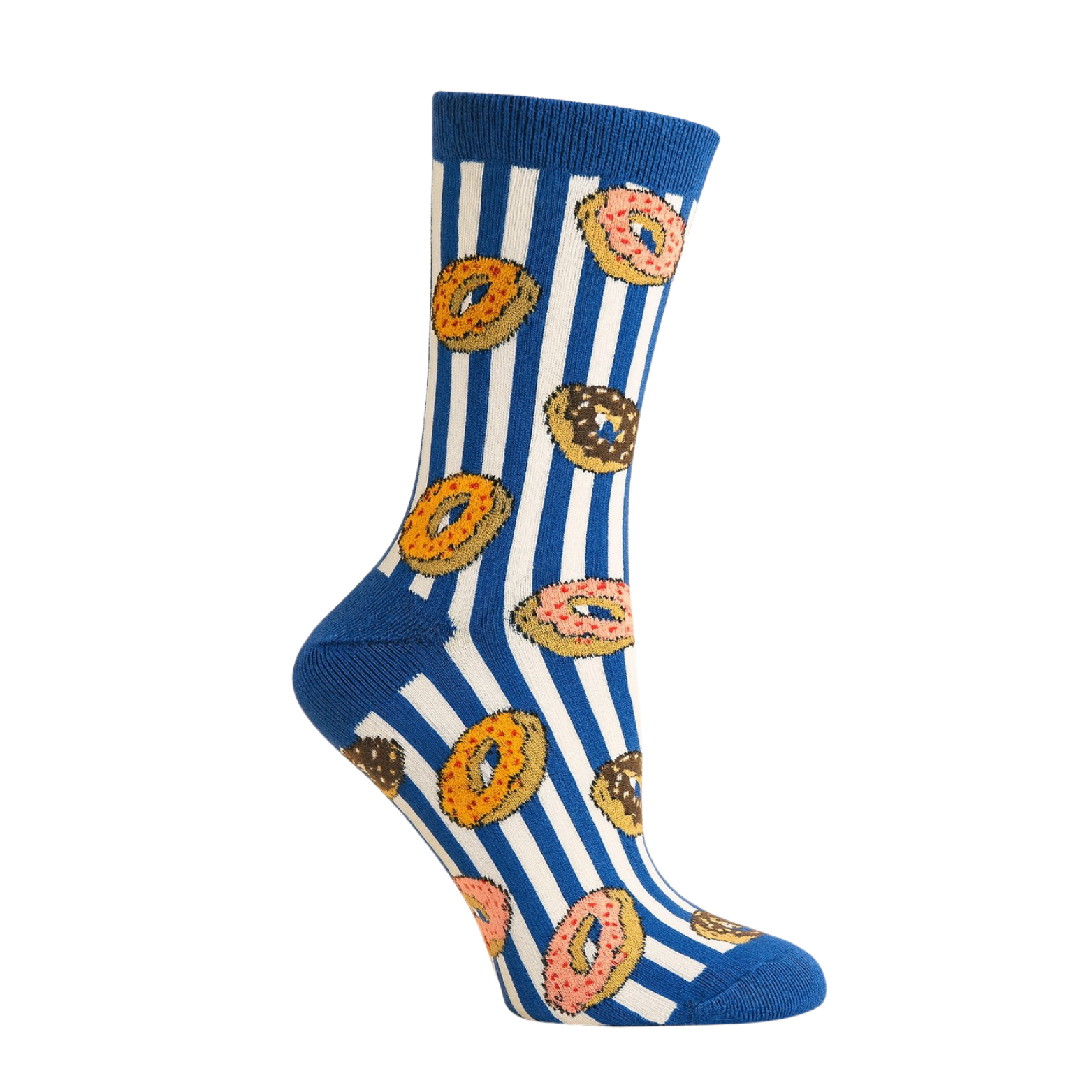 Chaussettes fun Sweet Donut Stripe – Donuts rayées bleues et blanches et originales