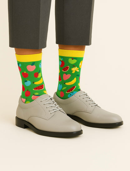 Chaussettes fun Tropical Mix – Motifs Fruits multicolores et verts et originales